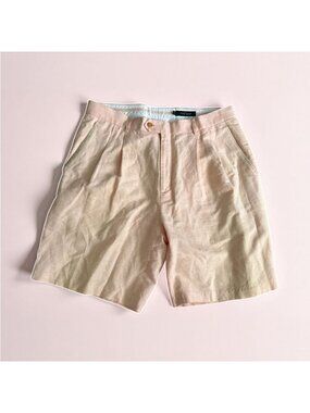 BOBBY JONES Peach Linen Pleated Golf Shorts Size 34